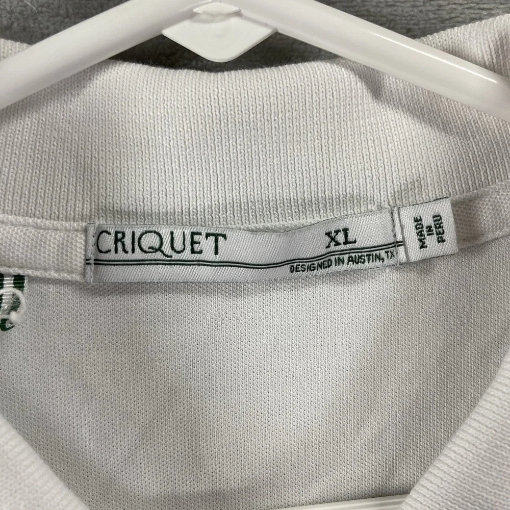 Criquet Shirt Mens XL Polo White Short Sleeve 100% Pima Cotton Chest Pocket Peru